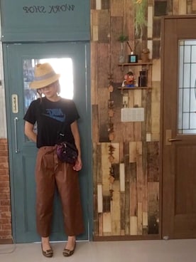 「no brand（ノーブランド）のアイテム（ハット、ベージュ系）」を使った、kumiaiさん（レディース・156cm）の夏コーディネート