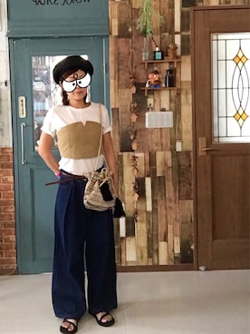 「むぎわらベレー帽」｜kumiaiさん（レディース・156cm）の夏コーディネート