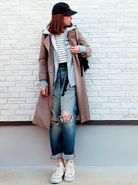 「ドラフトリーバイス」｜「アイテム（パーカー）」を使った、**ゆぅ**さん（レディース・164cm）の冬コーディネート