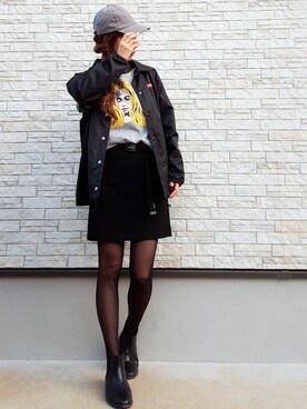 「スウェットスカート」｜「アイテム（ブルゾン）」を使った、**ゆぅ**さん（レディース・164cm）の春コーディネート