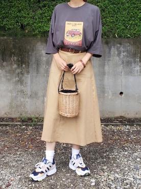 「ゆるカジ」｜「アイテム（アクセサリー）」を使った、**ゆぅ**さん（レディース・164cm）の夏コーディネート
