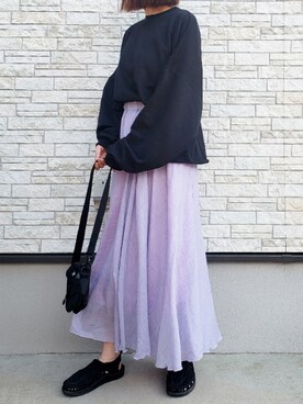 「袖ボリューム」｜「アイテム（スウェット）」を使った、**ゆぅ**さん（レディース・164cm）の春コーディネート