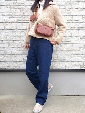 「ハイウエストパンツ」｜「アイテム（ブルゾン）」を使った、**ゆぅ**さん（レディース・164cm）の冬コーディネート