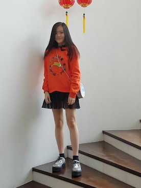「KENZO JUNGLE（ケンゾージャングル）のアイテム」を使った、Y'ngさん（レディース・160cm）の冬コーディネート