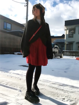 「red」｜「アイテム（キャスケット）」を使った、Ryo✩。＊・゜さん（レディース・152cm）の冬コーディネート