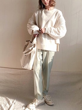 「CORNERS（コーナーズ）のアイテム（パンツ）」を使った、UMIさん（レディース・165cm）の冬コーディネート
