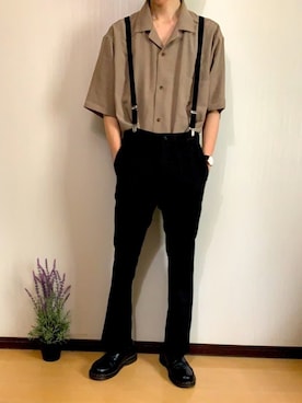 「アイテム（サスペンダー）」を使った、ぐりさん（メンズ・170cm）の夏コーディネート