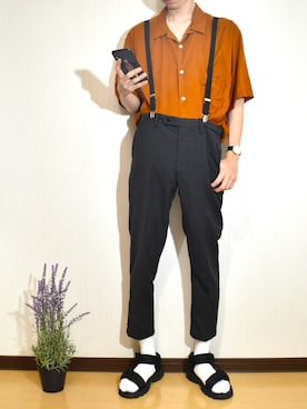 「アイテム（サスペンダー）」を使った、ぐりさん（メンズ・170cm）の夏コーディネート