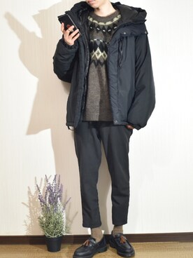 「kutir（クティール）のアイテム（ダウンジャケット/コート）」を使った、ぐりさん（メンズ・170cm）の冬コーディネート