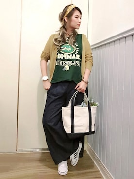「blue」｜「アイテム（トートバッグ）」を使った、小野坂雅🇹🇼さん（レディース・155cm）の夏コーディネート