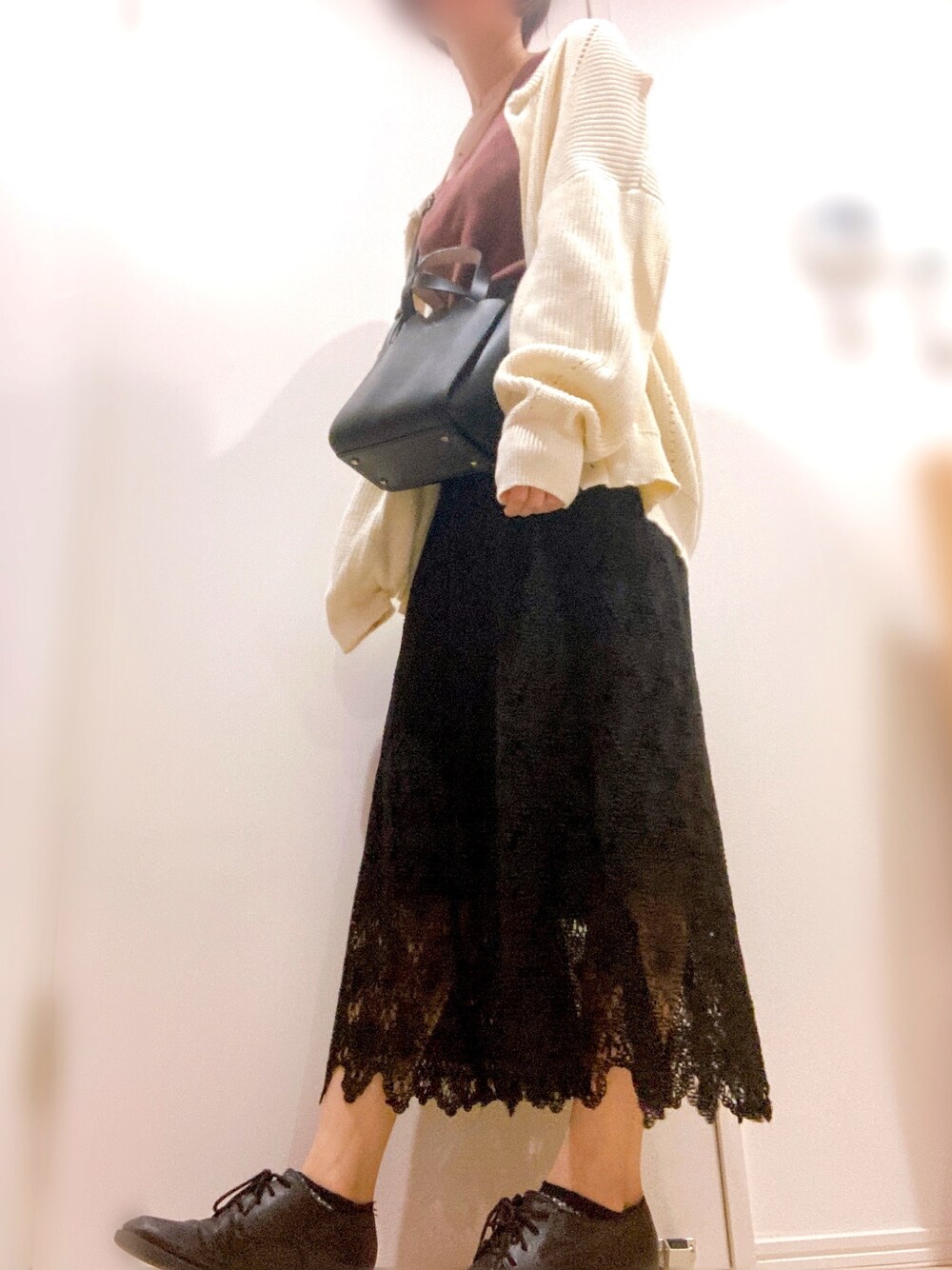 「秋のコーデ、秋服準備はじめました、黒、ロングスカート、カーディガン、オトナカジュアル、ブラック、シンプルコーデ、スカート、タンクトップ」｜「PAGEBOYのアイテム（スカート、ブラック系）」を使った、nomnomさん（レディース・160cm）の秋コーディネートの1枚目の写真