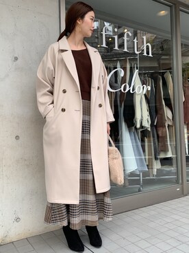 「ボア」｜「アイテム（トレンチコート）」を使った、Haraさん（レディース・165cm）の冬コーディネート