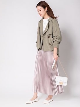 「アイテム（トレンチコート、グリーン系）」を使った、Haraさん（レディース・165cm）の冬コーディネート