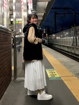 「skirt」｜「アイテム（ダウンベスト）」を使った、kokobeanさん（レディース・153cm）の冬コーディネート