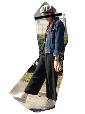 「ディーゼル」｜「アイテム（ハンチング/ベレー帽）」を使った、イルちゃんさん（レディース・162cm）の秋コーディネート