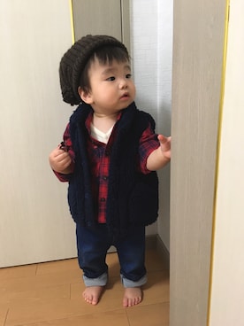 「BOBSON（ボブソン）のアイテム」を使った、soootaさん（キッズ・80cm）の秋コーディネート