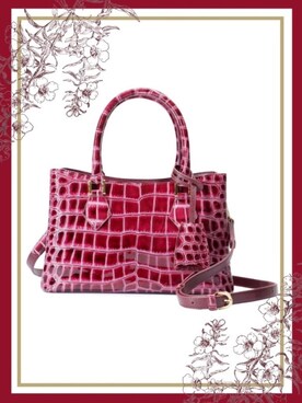 「LEATHER JEWELS（レザージュエル）のアイテム（バッグ、レッド系）」を使った、Camellia  Rouguさん（レディース）の冬コーディネート