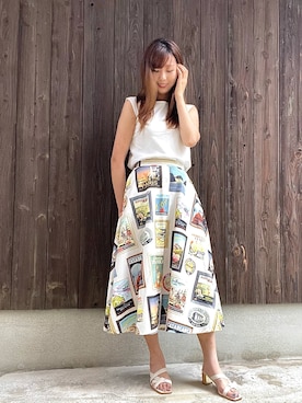 「Three Four Time（ｽﾘｰﾌｫｰﾀｲﾑ）のアイテム（スカート）」を使った、りぃ【相互フォロー】さん（レディース・164cm）の夏コーディネート