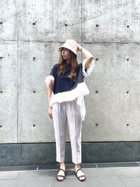 「Cepica（セピカ）のアイテム（パンツ）」を使った、りぃ【相互フォロー】さん（レディース・164cm）の夏コーディネート