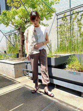 「Cepica（セピカ）のアイテム（パンツ）」を使った、りぃ【相互フォロー】さん（レディース・164cm）の夏コーディネート