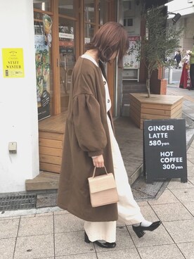 「mystic（ミスティック）のウエストシャーリングコート（その他アウター、ブラウン系）」を使った、あかねさん（レディース・165cm）の冬コーディネート