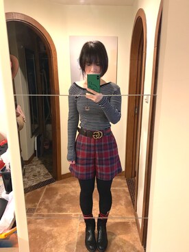 「STYLENANDA（スタイルナンダ）のアイテム（Tシャツ/カットソー、ブラック系）」を使った、宝玑さん（レディース・167cm）の春コーディネート