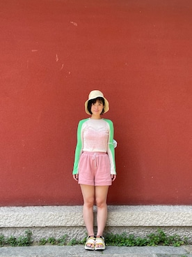 「STYLENANDA（スタイルナンダ）のアイテム（Tシャツ/カットソー）」を使った、宝玑さん（レディース・167cm）の夏コーディネート