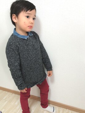 「いいね、save、フォローお願いします🤑」｜nanaさん（キッズ・90cm）の冬コーディネート