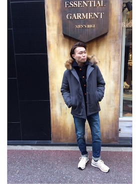 「アイテム（ダッフルコート）」を使った、かっしーさん（メンズ・173cm）の冬コーディネート