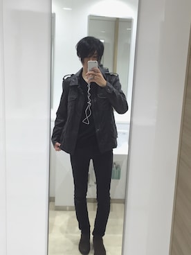 「おとなコーデ」｜「アイテム（ライダースジャケット）」を使った、daichiさん（メンズ・182cm）の冬コーディネート