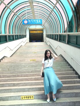 「skirt」｜「アイテム（バレエシューズ）」を使った、Aria さん（レディース・155cm）の夏コーディネート