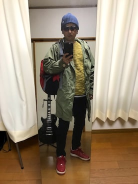 「no brand（ノーブランド）のアイテム（モッズコート）」を使った、kenさん（メンズ・173cm）の秋コーディネート