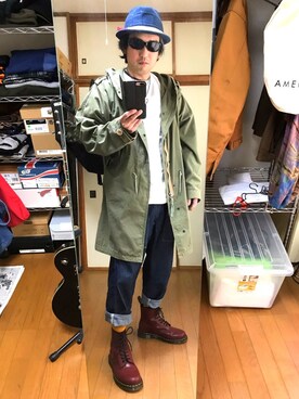 「no brand（ノーブランド）のアイテム（モッズコート）」を使った、kenさん（メンズ・173cm）の春コーディネート