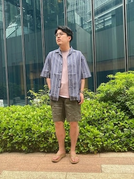 「SHIPS any（シップス エニィ）のアイテム（サンダル）」を使った、酒井さん（メンズ・174cm）の夏コーディネート