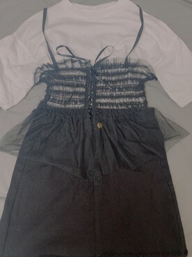 「GRL（グレイル）のアイテム（Tシャツ/カットソー、ホワイト系）」を使った、imiさん（レディース・160cm）の夏コーディネート