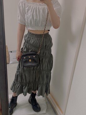 「Dr. Martens（ドクターマーチン）のアイテム（ブーツ、ブラック系）」を使った、imiさん（レディース・160cm）の夏コーディネート