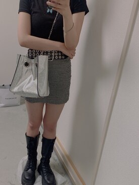 「ZARA（ザラ）のアイテム（ブーツ、ブラック系）」を使った、imiさん（レディース・160cm）の夏コーディネート