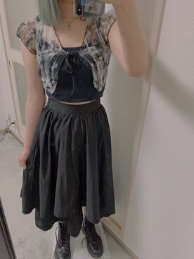 「Dr. Martens（ドクターマーチン）のアイテム（ブーツ、ブラック系）」を使った、imiさん（レディース・160cm）の夏コーディネート