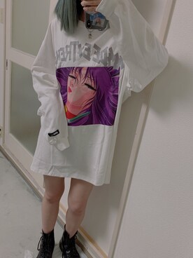 「Dr. Martens（ドクターマーチン）のアイテム（ブーツ、ブラック系）」を使った、imiさん（レディース・160cm）の夏コーディネート