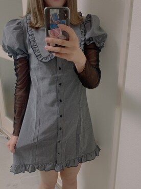 「通販のアイテム（ワンピース、ブラック系）」を使った、imiさん（レディース・160cm）の秋コーディネート