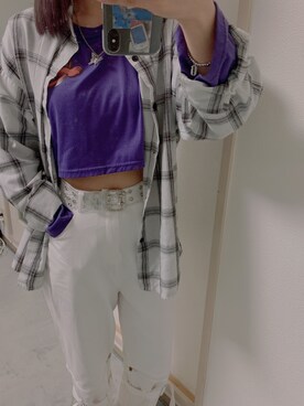 「？のアイテム（シャツ/ブラウス、ホワイト系）」を使った、imiさん（レディース・160cm）の秋コーディネート