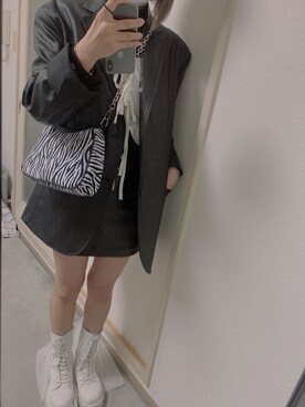 「通販のアイテム（ジャケット/アウター、ブラック系）」を使った、imiさん（レディース・160cm）の冬コーディネート