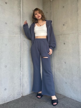 「SPIRALGIRL（スパイラルガール）のアイテム（スウェットパンツ）」を使った、MIAKIさん（レディース・164cm）の冬コーディネート