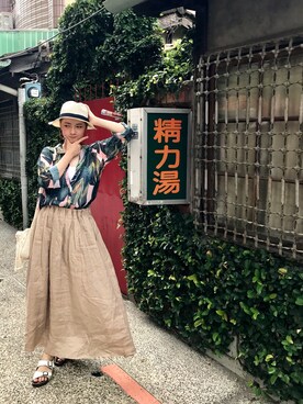 「Ray BEAMS（レイビームス）のRay BEAMS / 中折れ HAT（ハット）」を使った、Nashiaさん（レディース・167cm）の夏コーディネート