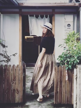 「Ray BEAMS（レイビームス）のRay BEAMS / 中折れ HAT（ハット）」を使った、Nashiaさん（レディース・167cm）の秋コーディネート