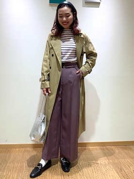 「green label relaxing（グリーンレーベルリラクシング）のアイテム（トレンチコート）」を使った、市川（ichikawa）さん（レディース・158cm）の冬コーディネート