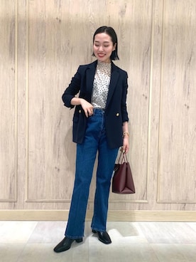 「green label relaxing（グリーンレーベルリラクシング）のアイテム（イヤーカフ）」を使った、市川（ichikawa）さん（レディース・158cm）の秋コーディネート