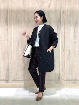 「green label relaxing（グリーンレーベルリラクシング）のアイテム（その他アウター）」を使った、市川（ichikawa）さん（レディース・158cm）の秋コーディネート