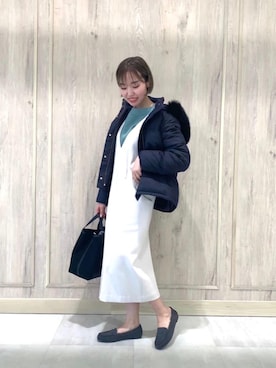 「ニット/セーター」｜「アイテム（ジャンパースカート）」を使った、市川（ichikawa）さん（レディース・158cm）の秋コーディネート