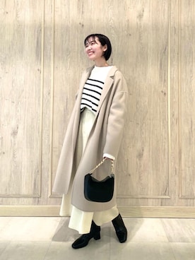 「ニット/セーター」｜「アイテム（チェスターコート）」を使った、市川（ichikawa）さん（レディース・158cm）の冬コーディネート